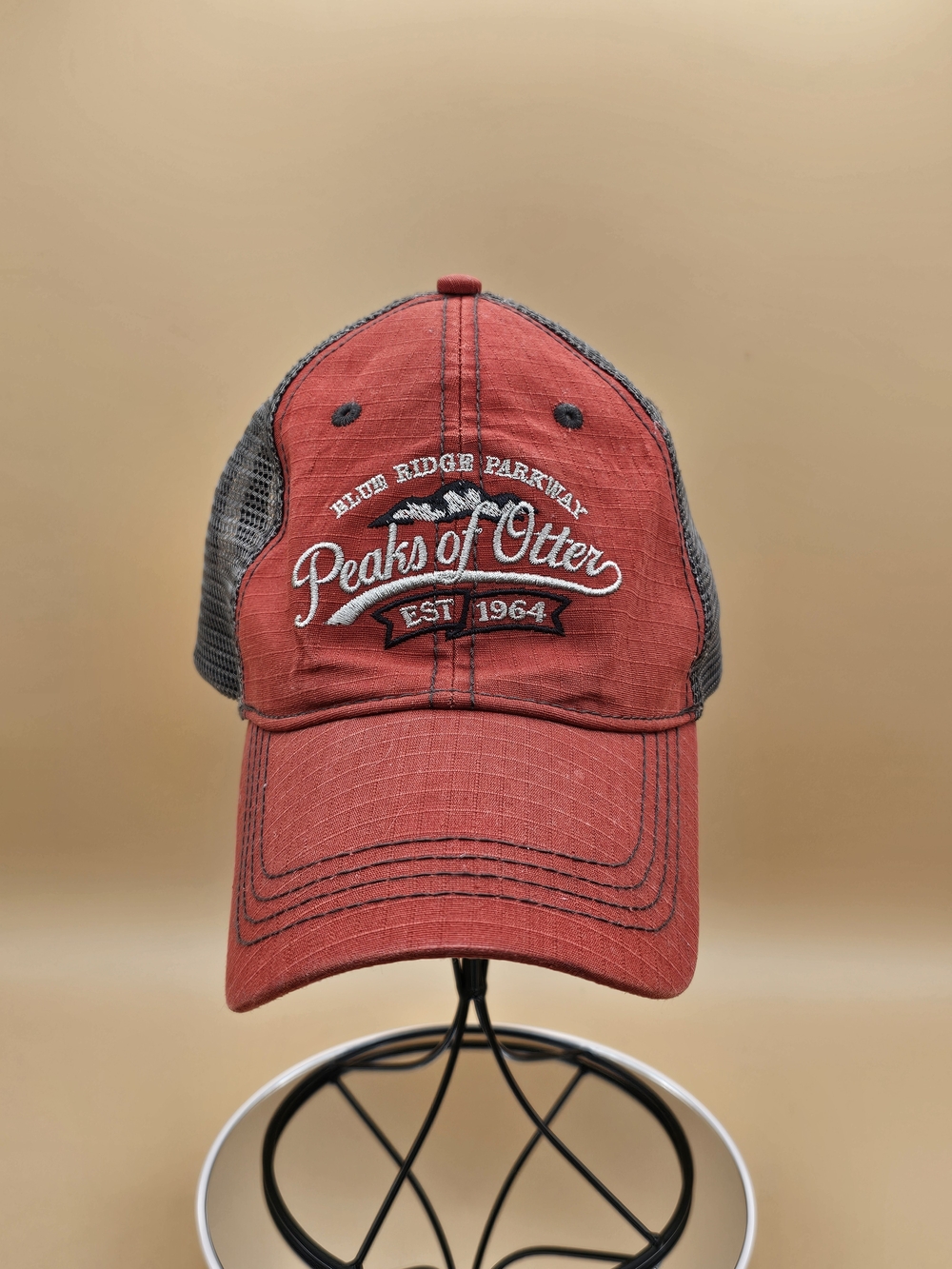 Prairie Mountain Peaks of Otter Blue Ridge Parkway Trucker Hat Rose Red